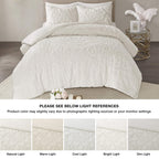 Madison Park Laetitia 100% Cotton Duvet Set - Chenille Tufted Medallion Design, All Season Cozy Bedding Shabby Chic Comforter Cover, Matching Shams, Floral Off White King/Cal King(104'X92') 3 Piece