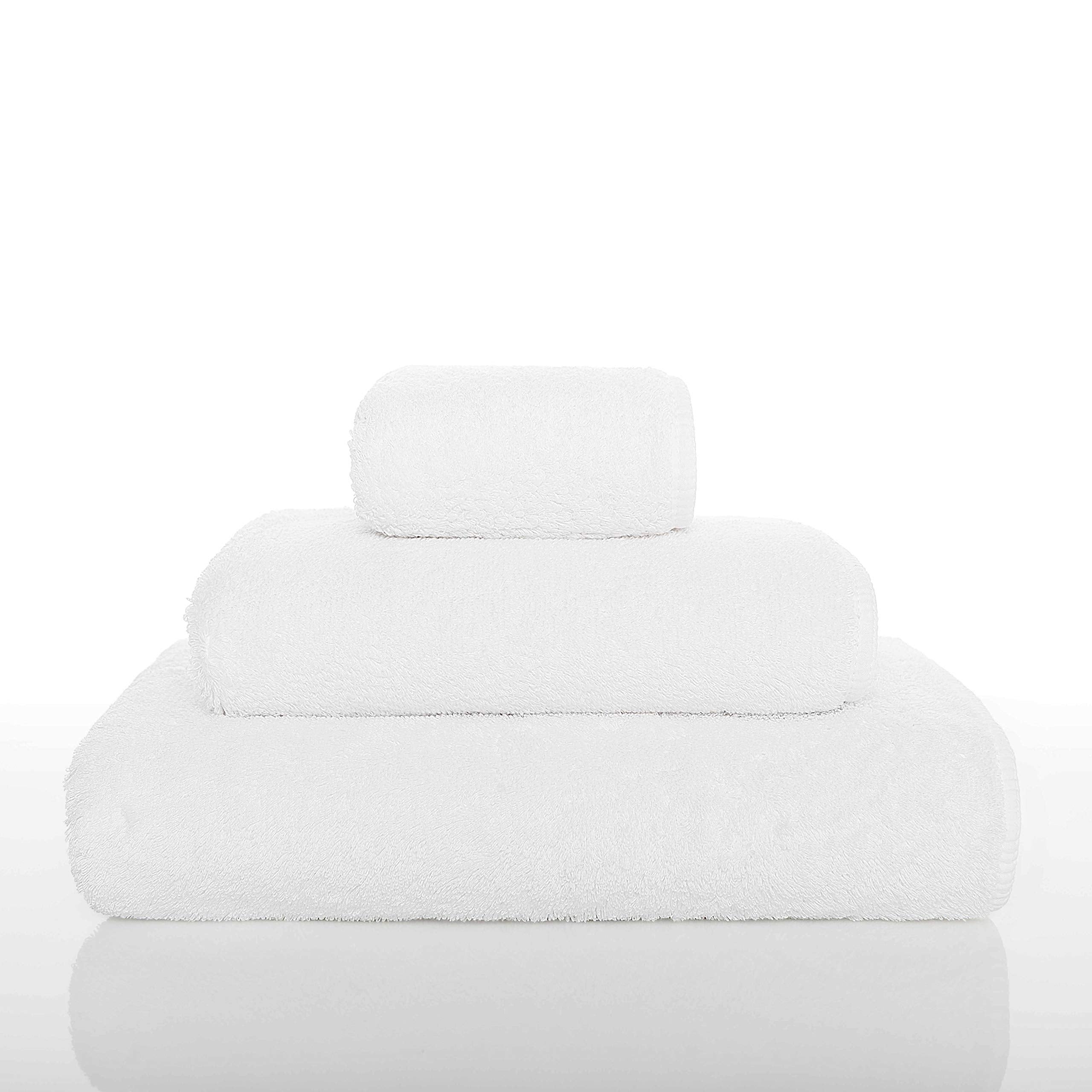Graccioza Long Double Loop Towels Wash Cloth (12'' x 12'', White), 100% Egyptian Cotton 700 GSM - Elegant, Soft Body and Face To