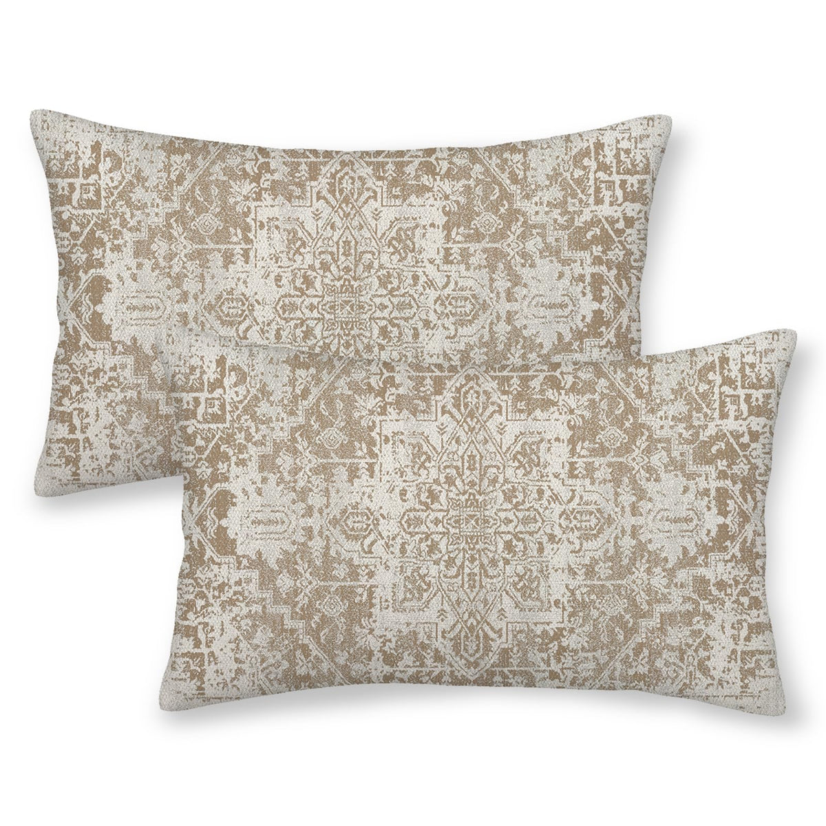Gohdiwh Boho Pillow Covers 12X20 Set Of 2, Brown Carpet Pattern Decorative Outdoor Throw Pillows Linen Ethnic Design Farmhouse C