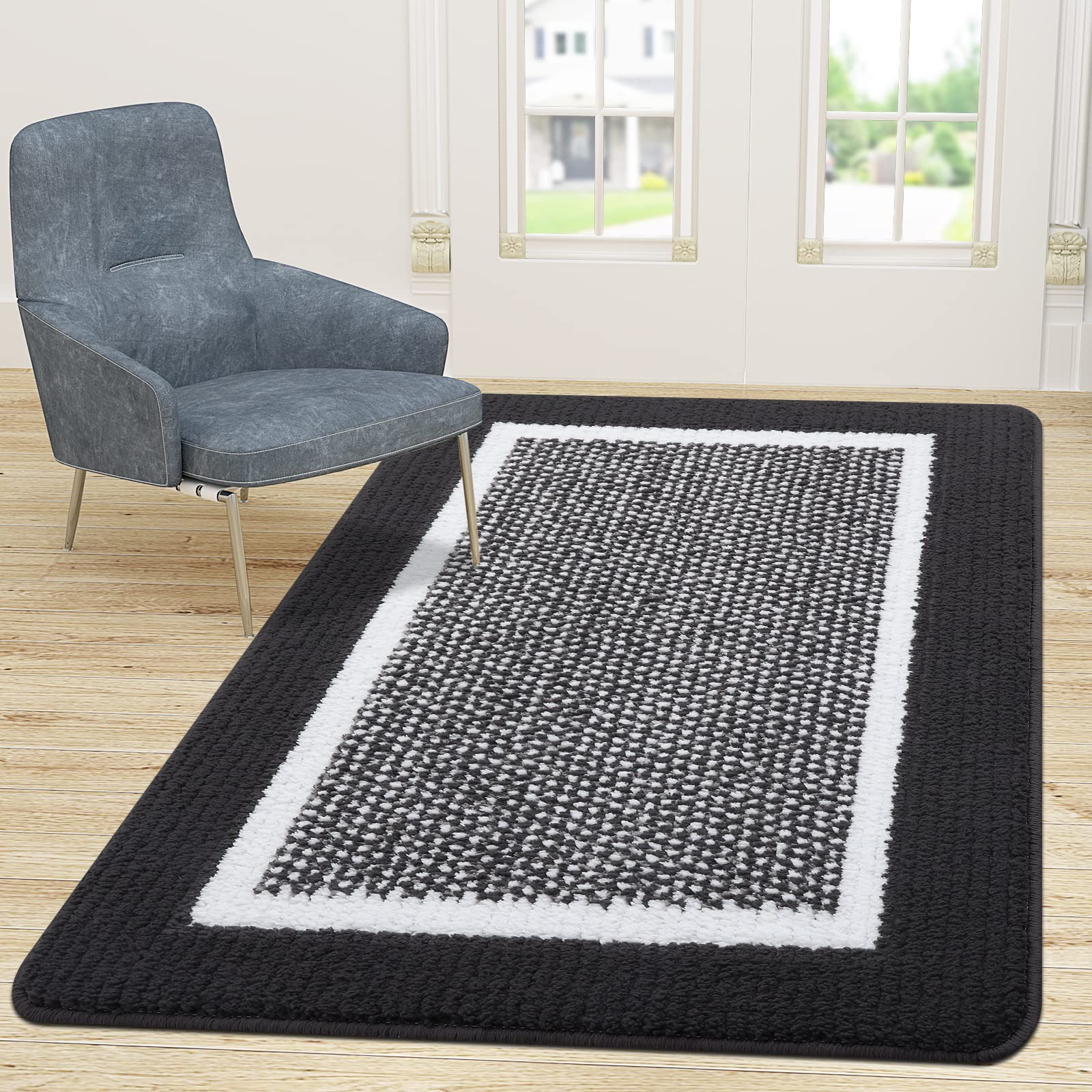 Colorxy Indoor Door Mat, Non-Slip Absorbent Resist Dirt Entrance Mat, Durable Low-Profile Inside Floor Carpet Mats, Washable Fro