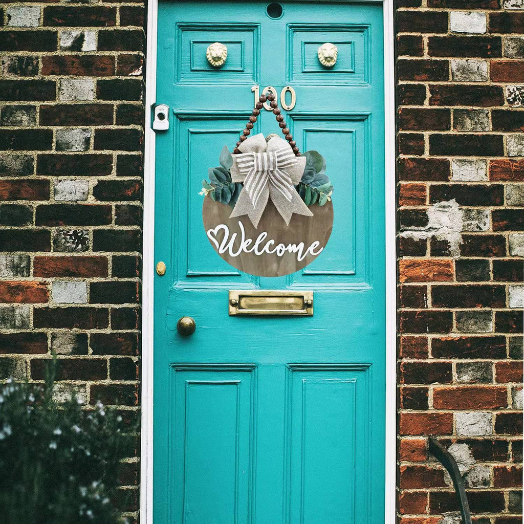 Condorpasea 3D Welcome Sign For Front Door |Home/Farmhouse Porch D  Cor Wooden Hanging Sign With Artificial Leaves And Rustic Be