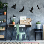 Blulu 4 Pieces Wooden Bird Wall Decor Flying Bird Wall Sculptures Wall Art Decor Bird Silhouette Wall Art Bird Wooden Wall Art S