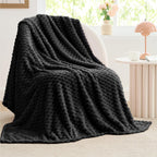 Bedelite Fleece Throw Blanket For Couch & Bed - 3D Jacquard Decorative Black Blanket, Super Soft And Cozy Warm Fuzzy Blanket All