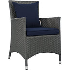Modway Sojourn Wicker Rattan Outdoor Patio Sunbrella Fabric Dining Chair in Canvas Navy