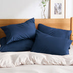 Bedsure King Size Pillow Cases Set Of 4 - Navy Polyester Microfiber Pillowcases 4 Pack, Super Soft Pillowcase, Pillow Case Cover With Envelop Closure, 20X36 Inches