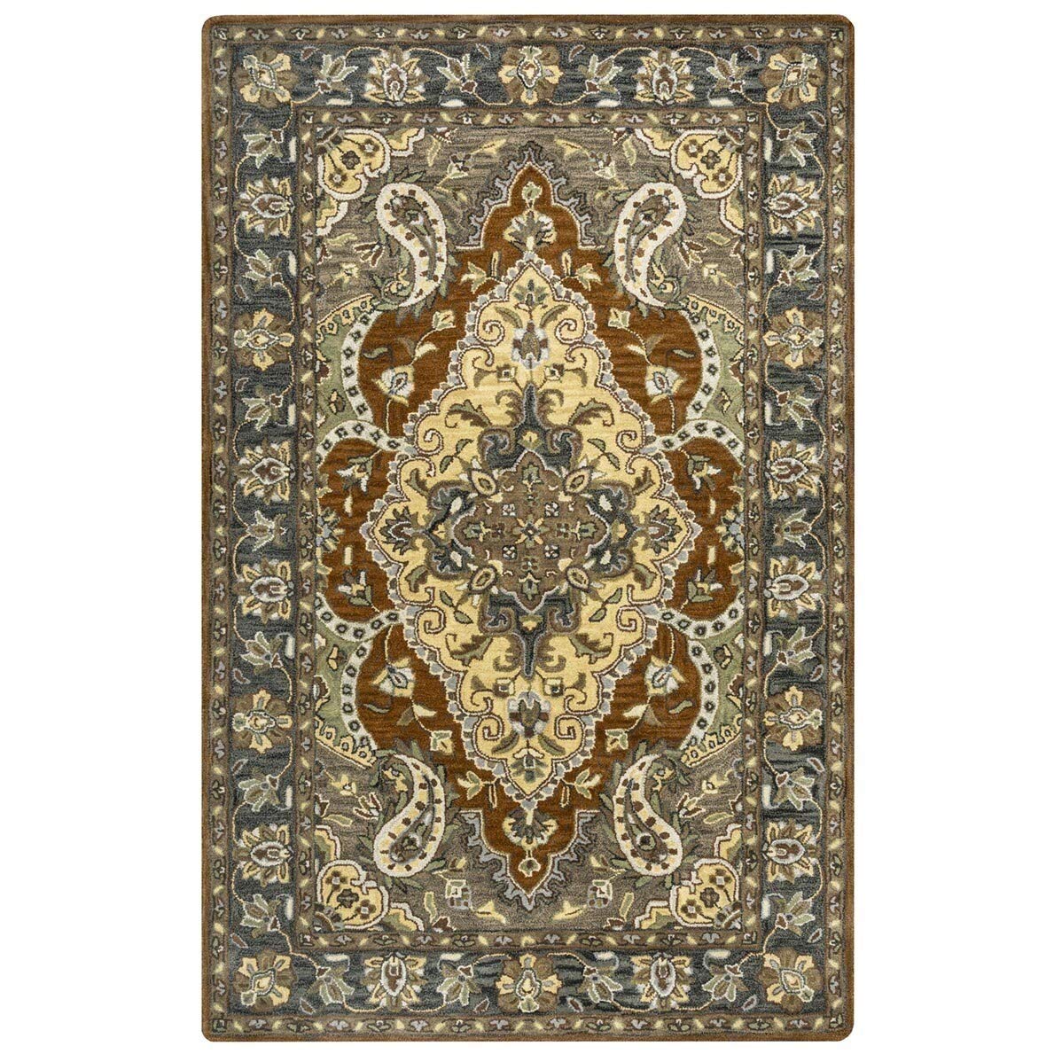 Rizzy Home Liberty Collection Rust Medallion Rug Multi 9' X 12' 9' X 12' Tan, Brown, Blue