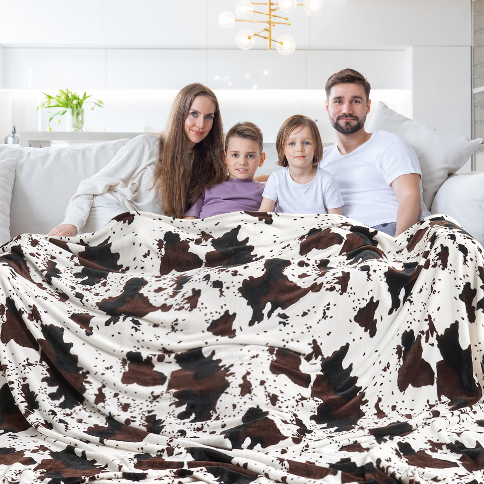 Edenleaf Queen Size Blanket Soft Cozy Cow Blanket For Couch Bed, Fleece Cow Printed Blanket For All Seasons 90   X90