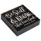 Be Still And Know I Am God Black Distressed 7 X 7 Inch Solid Pine Wood Boxed Pallet Wall Plaque Sign