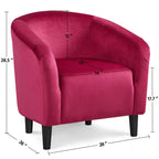 Yaheetech Club Chair, Velvet Accent Chair Upholstered Barrel Chair Sitting Chair With Armrest And Low Back For Living Room Bedroom, Rose Red