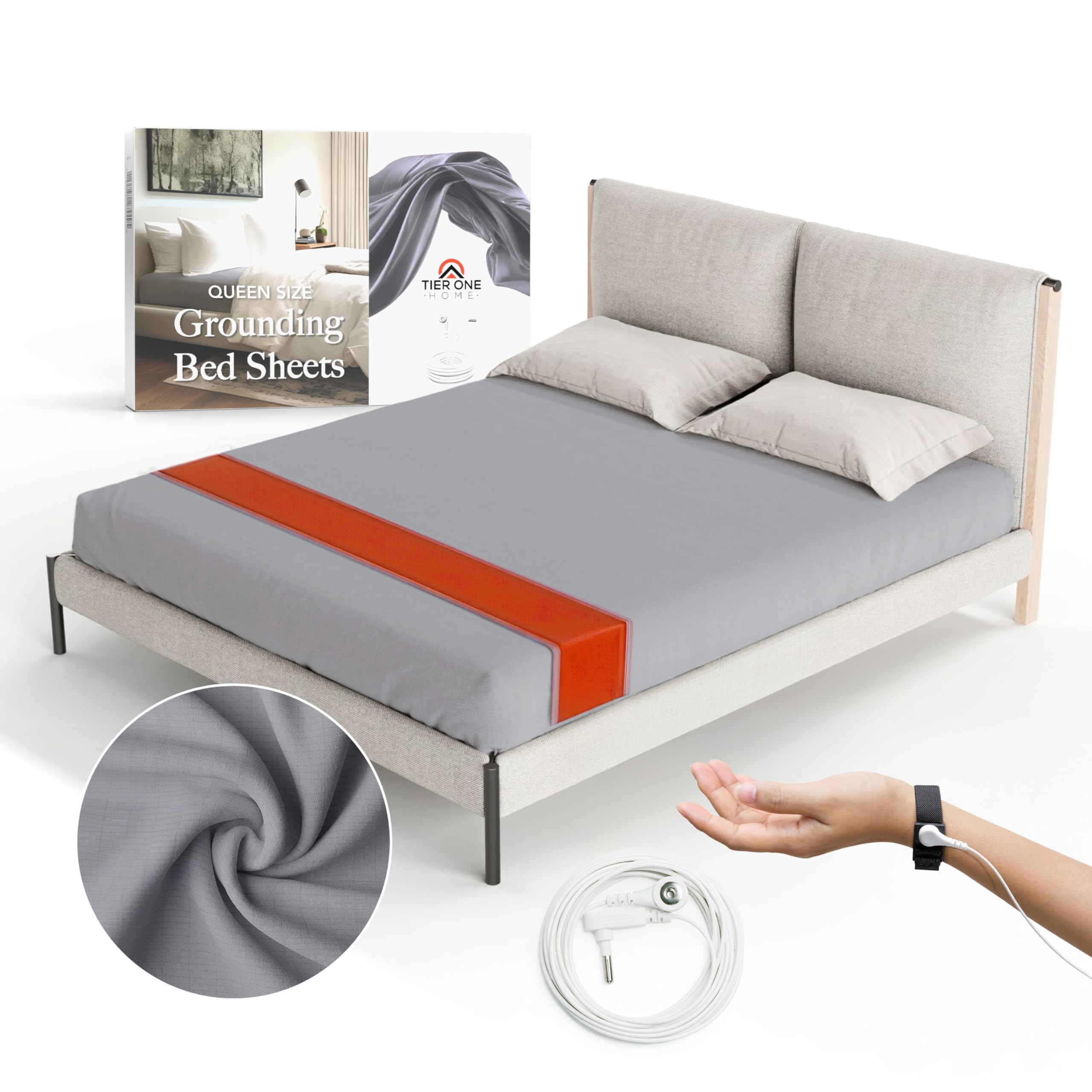 Tier One Home Fitted Grounding Sheets For Earthing, 5% Silver Fiber + 95% Certified Organic Cotton For Better Sleep And Pain Rel