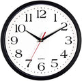 Bernhard Products Black Wall Clock Silent Non Ticking,12 Inch Quality Quartz Battery Operated Round Easy to Read Home/Office/Kit