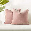 Juspurbet Set Of 2 Pink Chenille Throw Pillow Covers 16X16 Inch Soft Textured Decorative Cushion Cases For Couch Sofa Bed Solid
