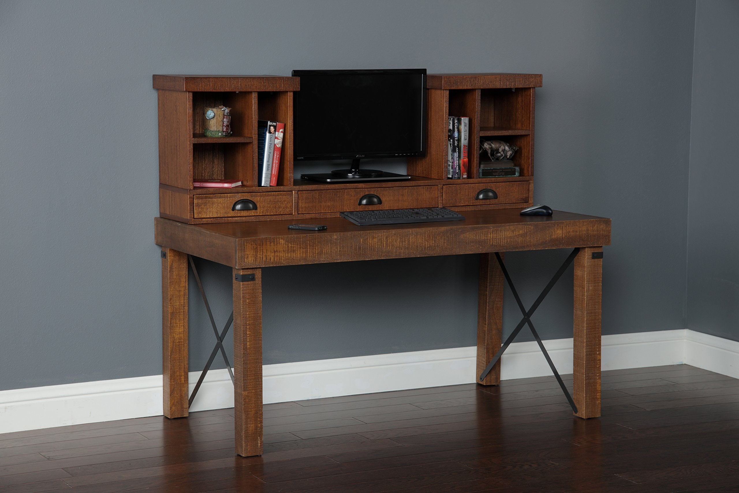 American Furniture Classics Os Home And Office Model 33220/33221 Industrial Collection Desk And Hutch, Hewn Pallet