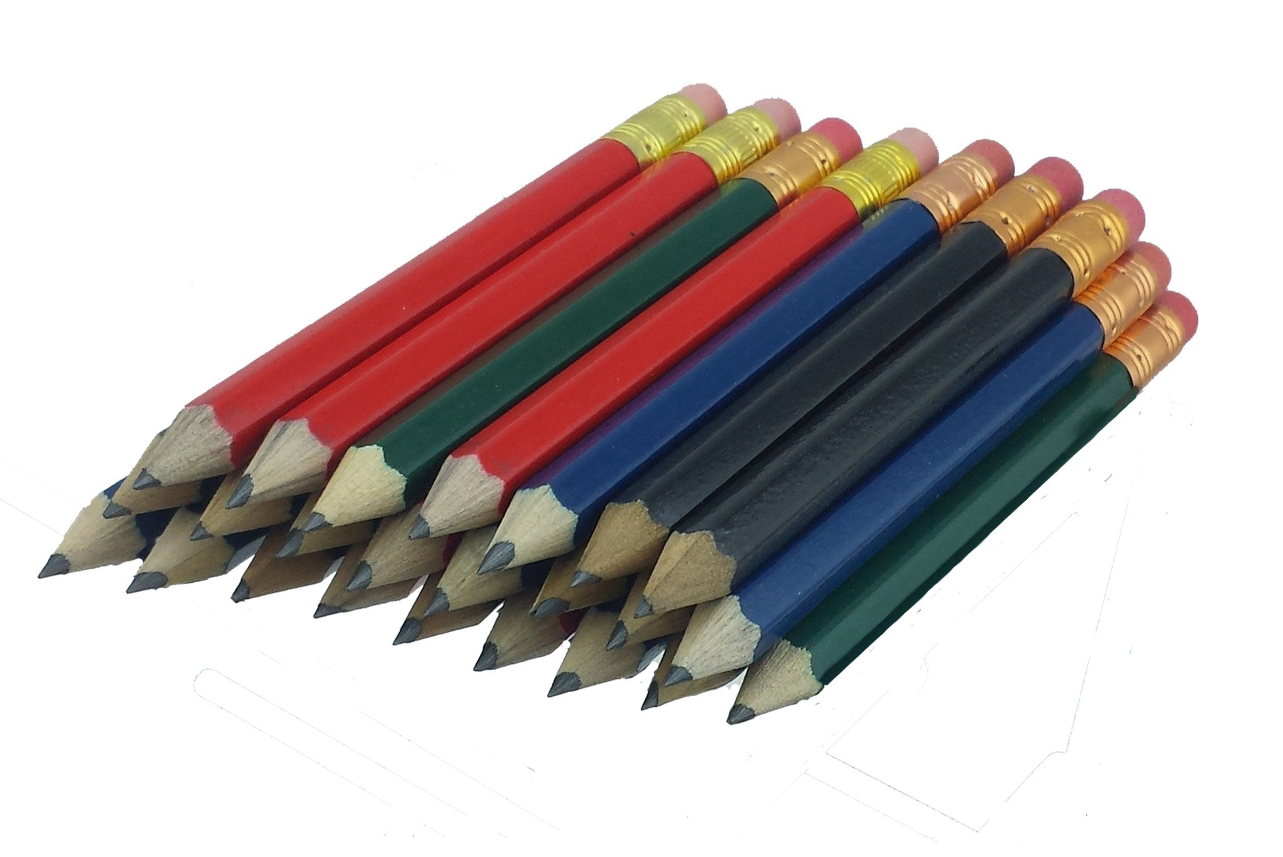 Ezpencils - Assorted Colors Barrel Golf (1/2 A Pencil - Pew Pencils) Hexagon Pencils With Eraser - 48 Pkg - Non-Smudge Eraser -
