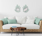 T.I. Design Hand-Carved Wood Starfish And Turban Shell On Reef | Coastal Seashells Beach Wall Decor Set Of 2