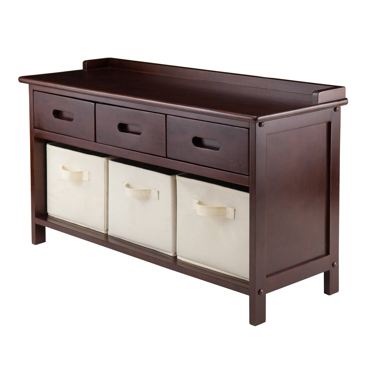 Ergode Adriana Storage Bench | Comfortable Seating | Ample Storage Space | Walnut Finish | 3 Drawers (94808-VV)