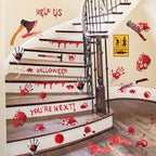84Pcs Halloween Decorations Handprint Footprint Stickers Clings Decals Window Bathroom Floor Restroom Zombie Decorations Hallowe