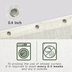 Koufall 90 Inch Shower Curtain Long,Linen Fabric Boho Farmhouse Neutral Extra Long Shower Curtains For Bathroom 90 In Length,Cre