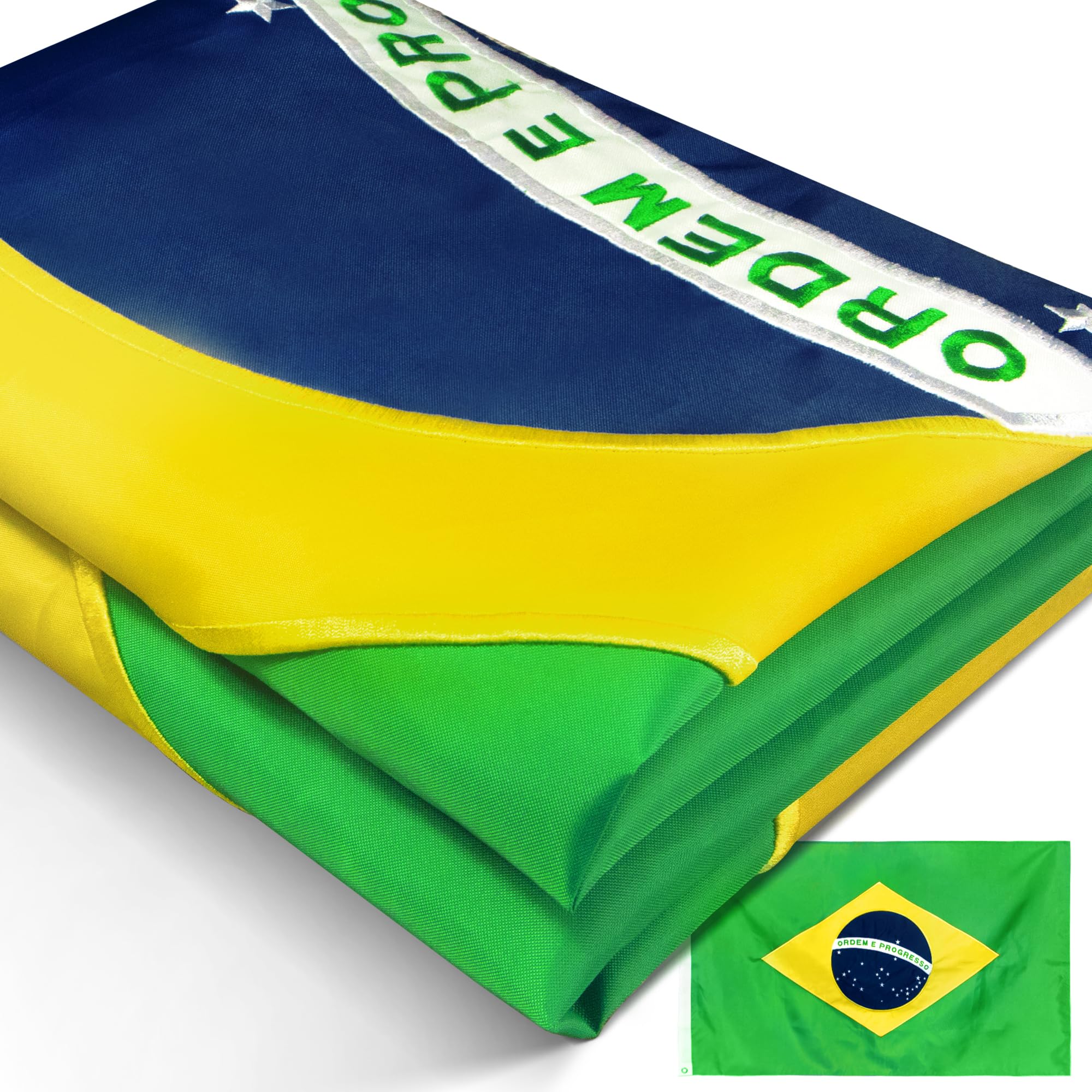 Anley Everstrong Series Embroidered Brazil Flag 3X5 Feet - Embroidery & Heavy Duty Canvas Header - 4 Rows Of Lock Stitching - Ny