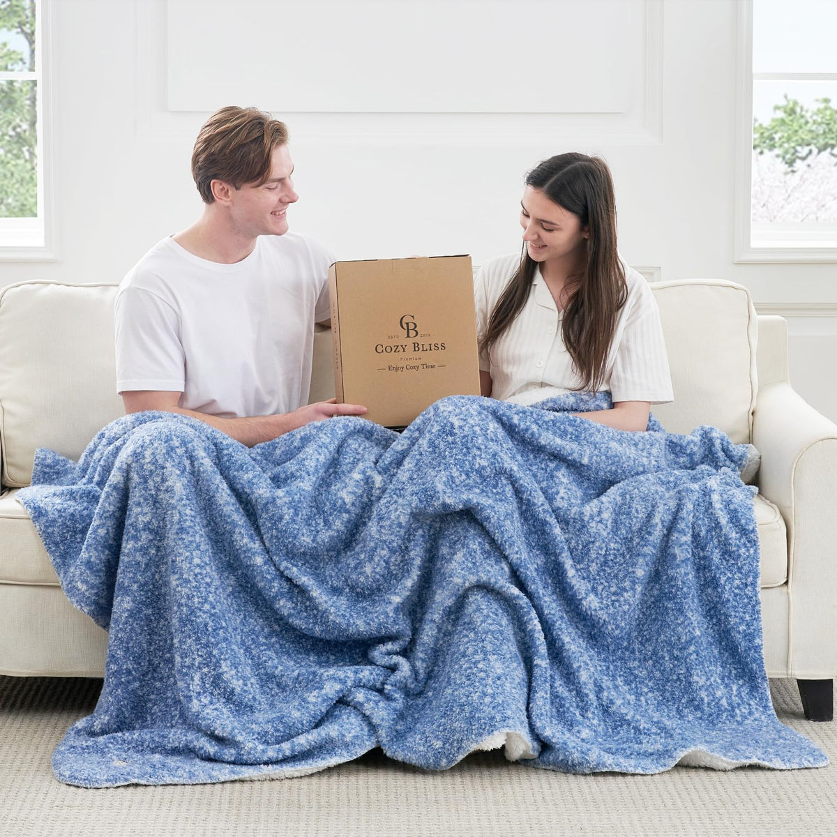 Cozy Bliss Ultra Soft Reversible Double Sherpa Sided Blanket, Fluffy Thick Warm Plush Fuzzy Blanket For Couch, Bed And Gifts (Mo