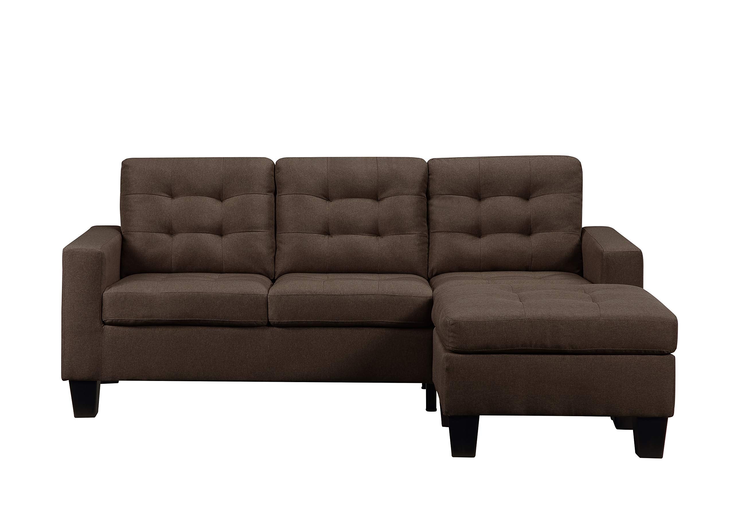 Acme Earsom Sectional Sofa (Rev. Chaise) in Brown Linen