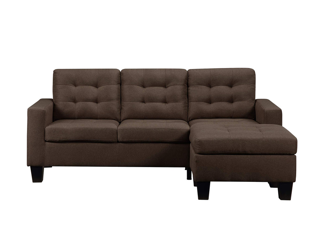 Acme Earsom Sectional Sofa (Rev. Chaise) in Brown Linen