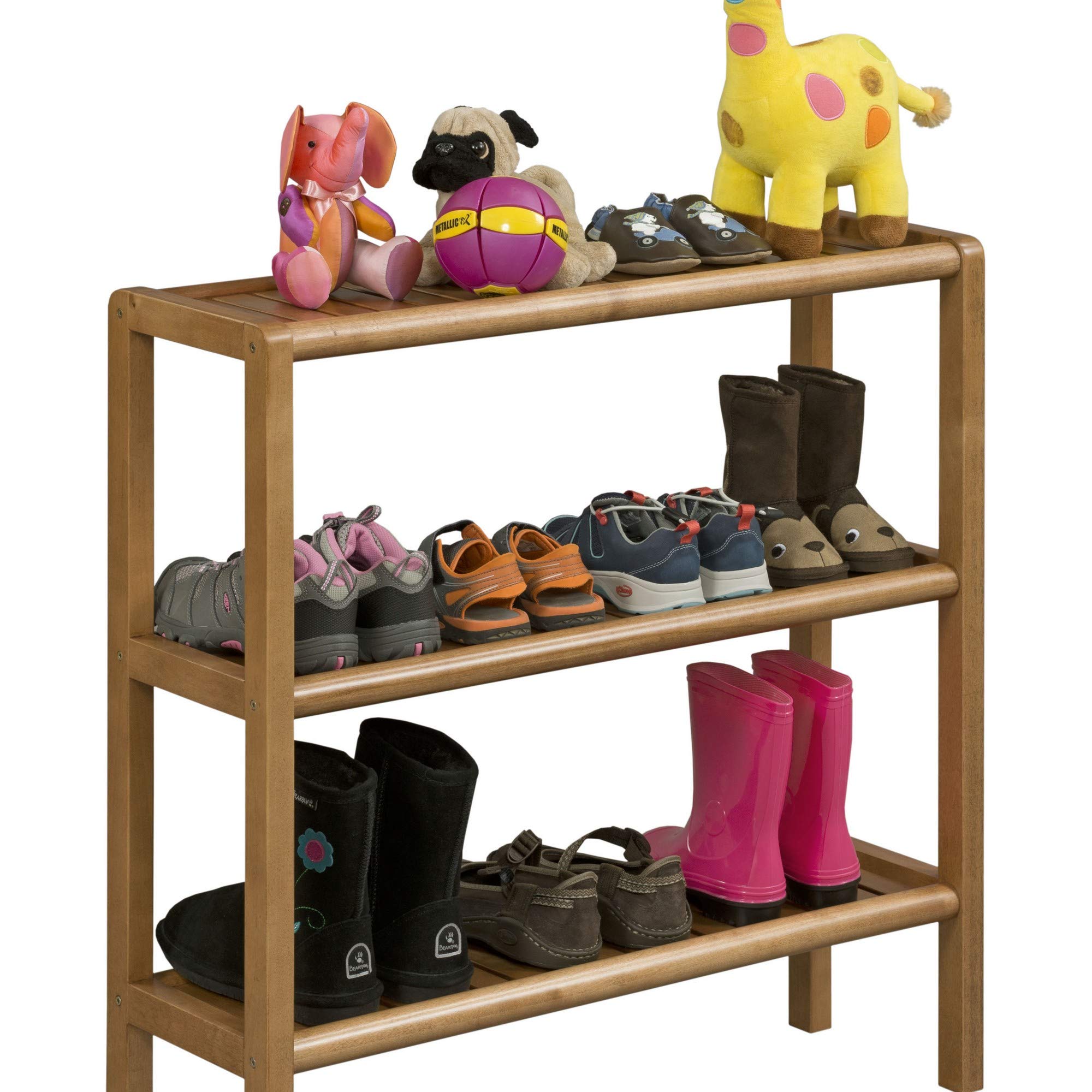 HomeRoots Walnut Versatile Shoe Rack Shelving Unit
