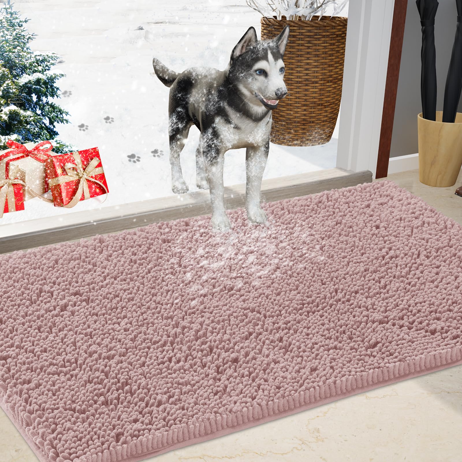Im Home Chenille Absorbent Outdoor Doormat 30' X 20', Muddy Washable Door Mats For Dog Non Slip Indoor Doormat Front Inside Do