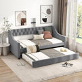 Komfott Upholstered Twin Daybed With Trundle, Sofa Daybed With Backrest & Armrests, Space-Saving Daybed Trundle Bed Frame For Bedroom, Guest Room & Dorm, No Box Spring Needed (Grey)