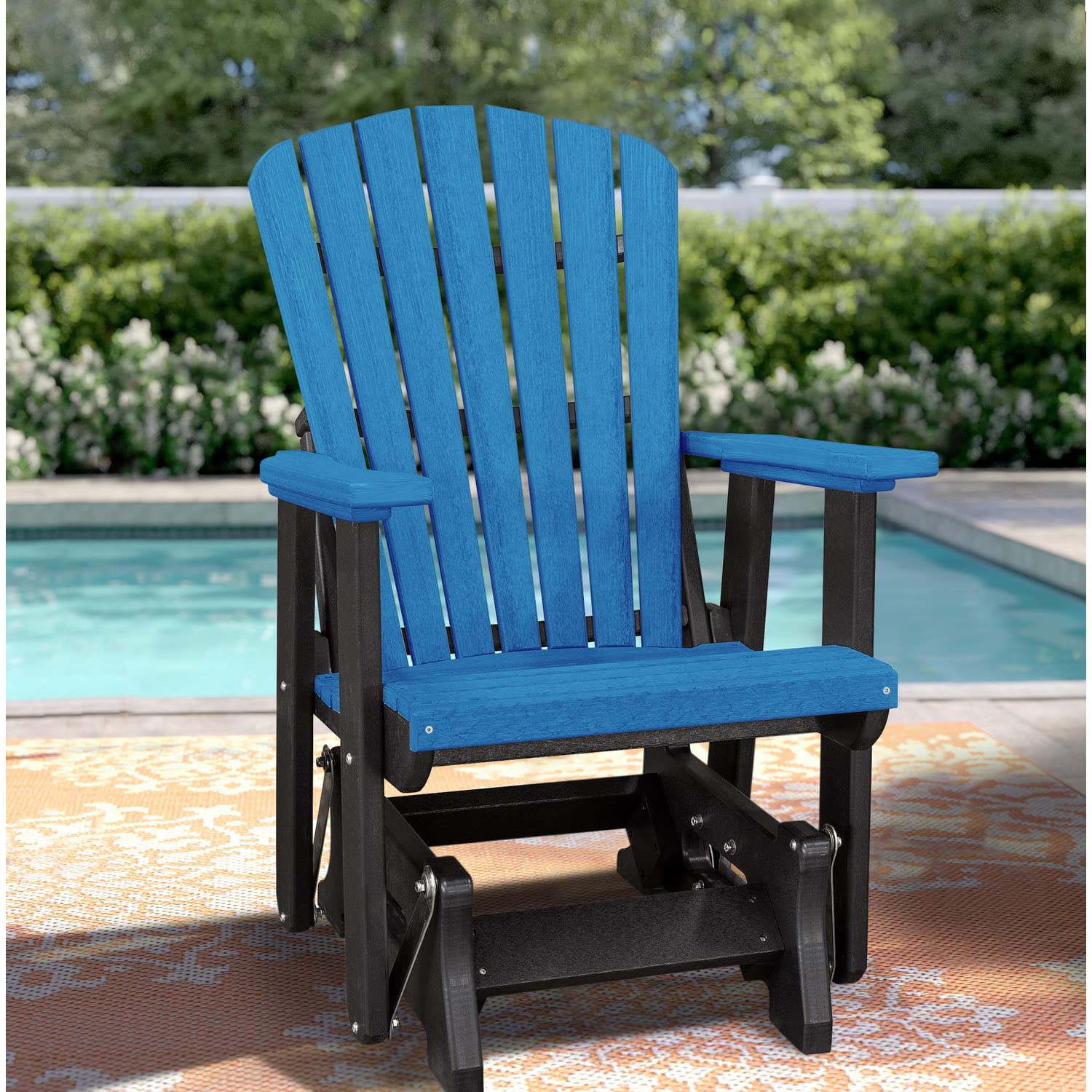 American Furniture Classics OS Home and Office Model 515BBK Fan Back Glider in Blue with a Black Base