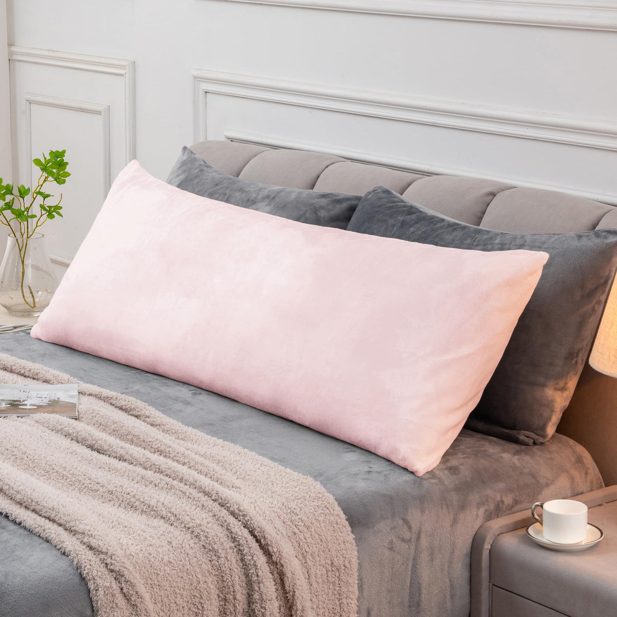 Bedelite Body Pillow Cover With Zipper Closure, Super Soft And Cozy Fuzzy Fleece Body Pillow Case Cover 20 X 54 Inches, Luxury L