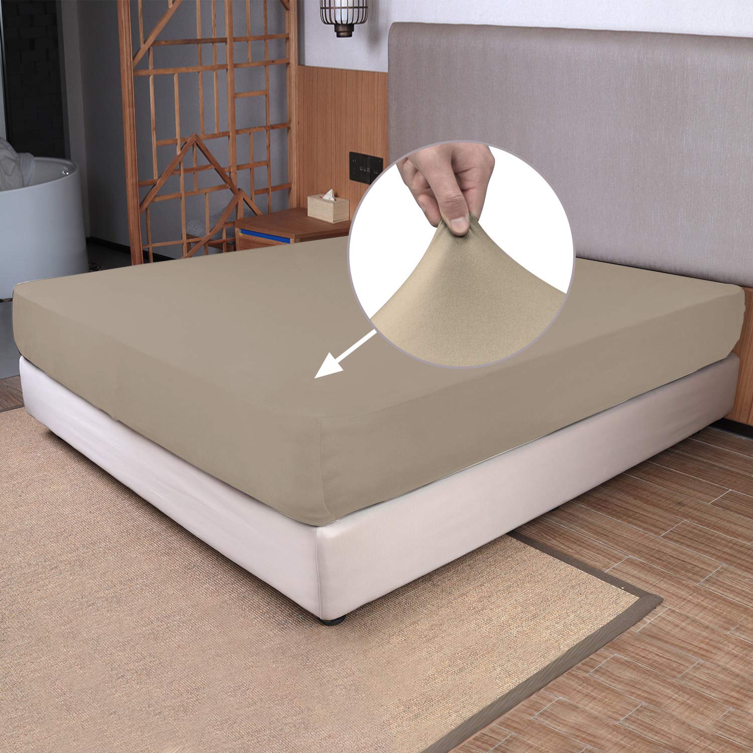 Twin Size Fitted Sheet Only - 4-Way Stretch Knit, Snug Fit, Wrinkle Free & Stay In Place, No More Slipping Off For Mattress, Sof