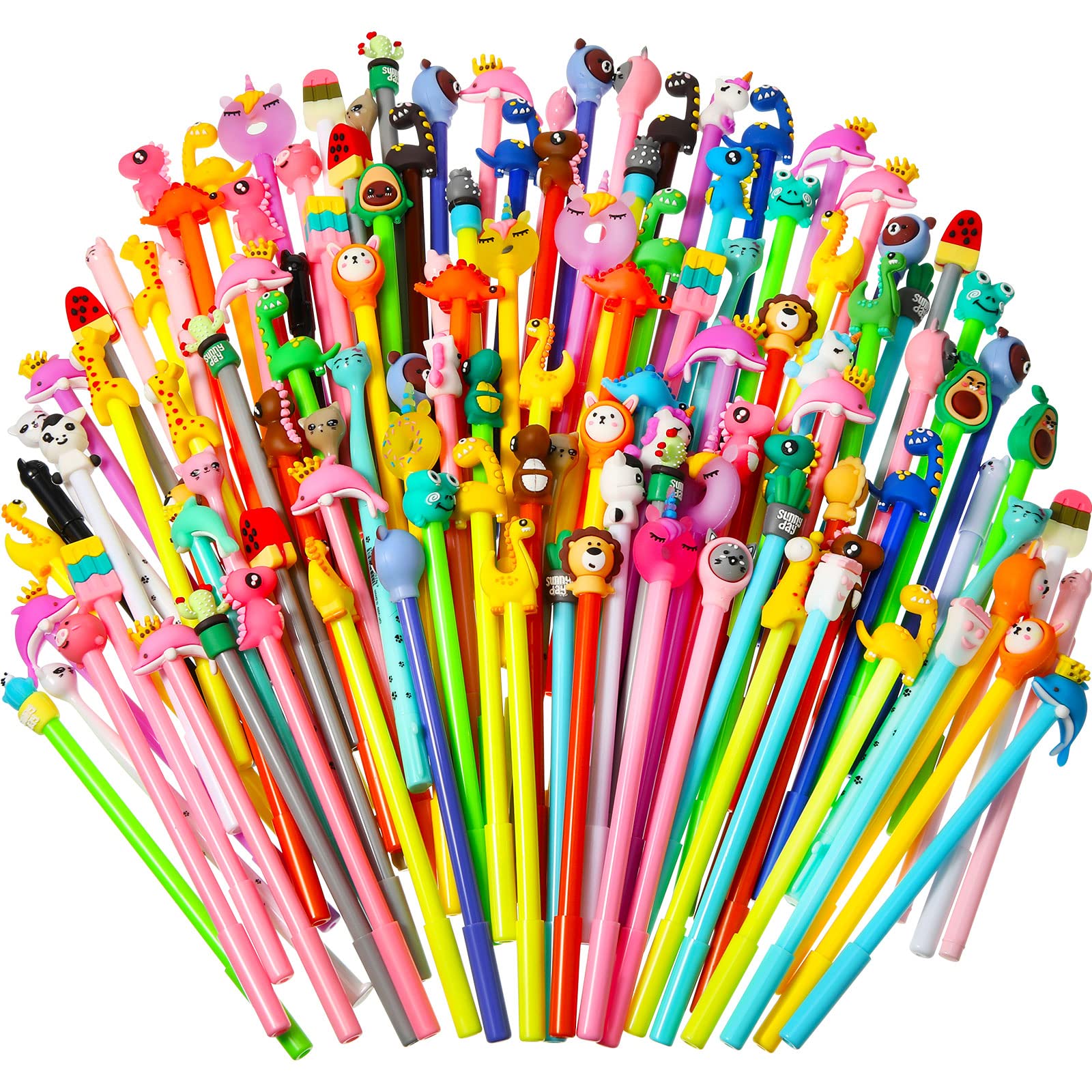 300 Pcs Novelty Pens Bulk Kids Cute Pens Cartoon Fun Pens 0.5 Mm Black Gel Ink Pens Assorted Animal Styles Kawaii Decorative Wri