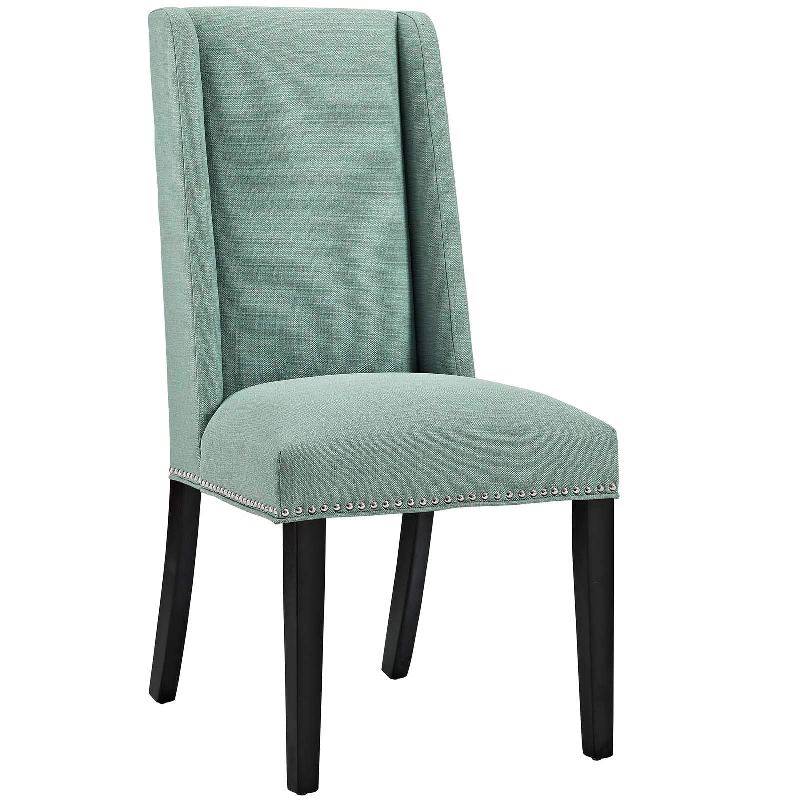 Modway Baron Modern Tall Back Wood Upholstered Fabric Two Dining Chairs In Laguna
