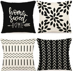 Ycoll Pillow Covers 22X22 Modern Sofa Throw Pillow Cover, Decorative Outdoor Linen Fabric Pillow Case For Couch Bed Car (Black,