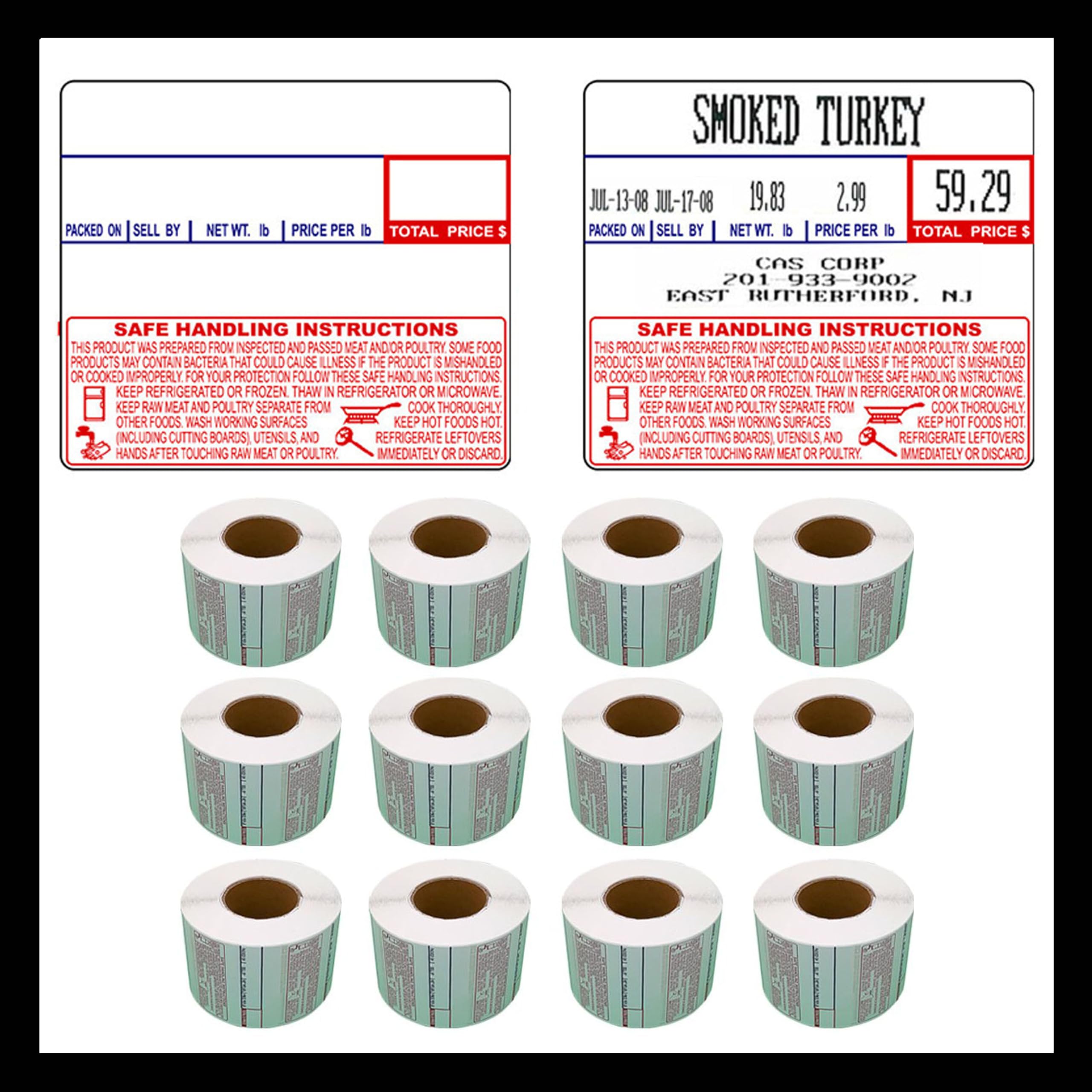 Pokanic Labels Lst-8030 Thermal 12 Rolls - 7,200 Labels 58 X 50Mm Printer Printing Scale Compatible With Cas Lp-1000 Cl-5000 Cl-