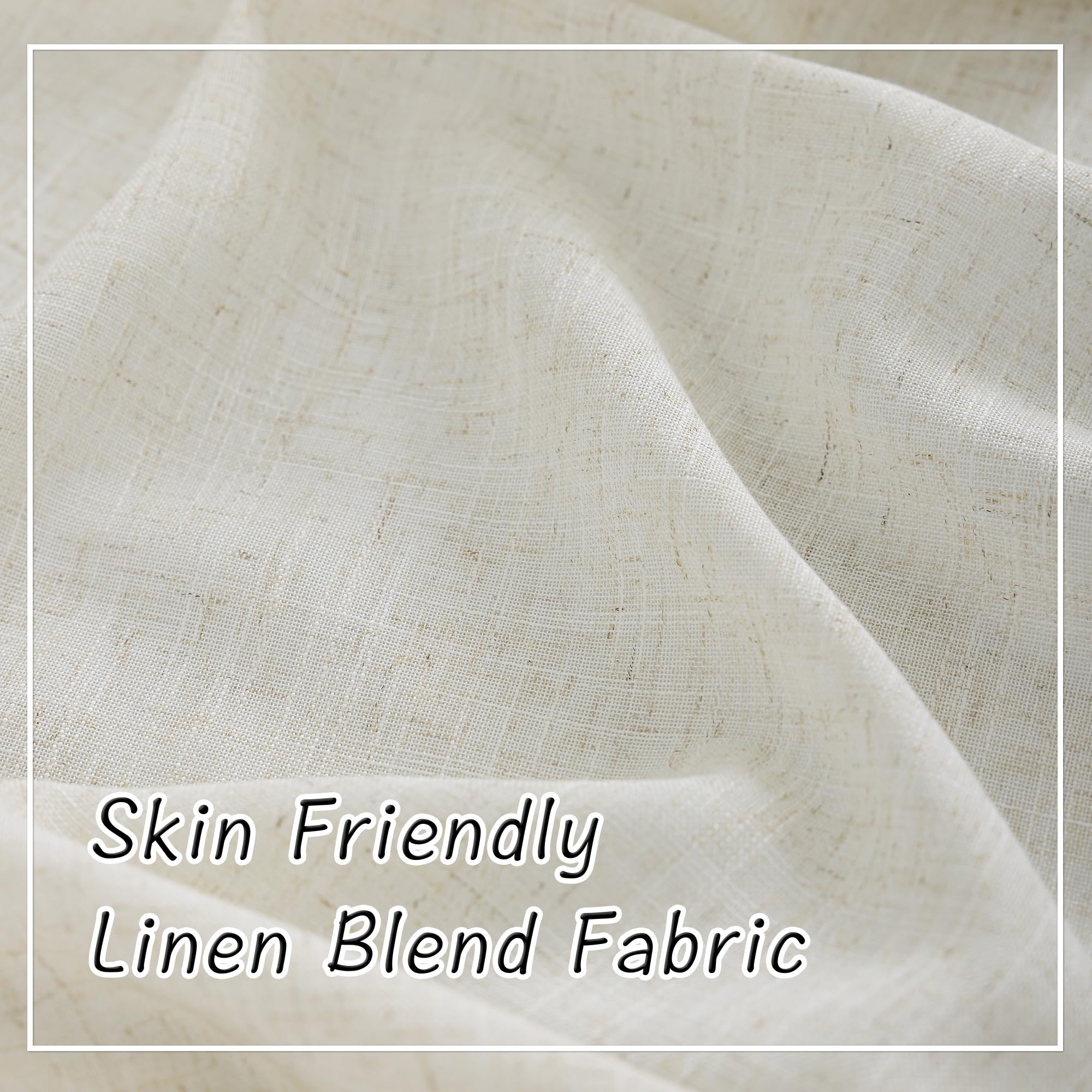 120 Inches Extra Long Linen Curtains Living Room,1 Pair Back Tab Neutral Farmhouse Light Filtering Semi Sheer Boho Linen Curtains,Floor To Ceiling Large Window Patio Sliding Door 10 Feet Drapery,Cream
