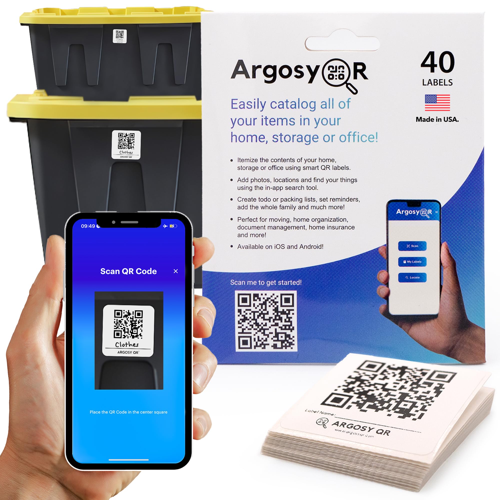 Qr Labels For Moving, Storage, Organizing, Office, Tools - Scan Smart Qr Code Stickers On Totes, Boxes - Free Ios & Android App