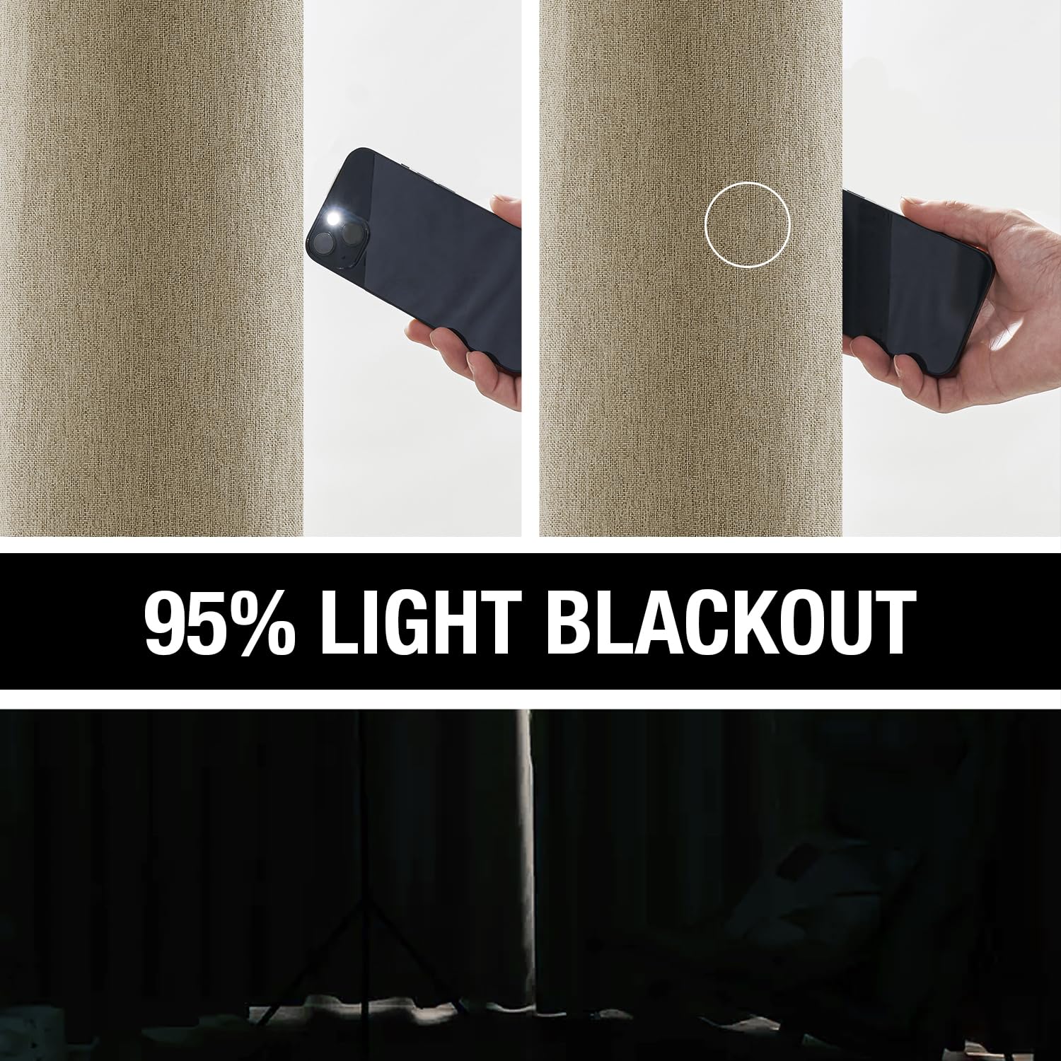 Brown Linen Full Blackout Curtains For Bedroom Thermal Insulated Energy Saving Window Panels Farmhouse Burlap Texture Drapes For