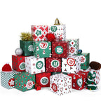 KESOTO DIY Christmas Advent Calendar 2024, 24 Cardboard Treasure Boxes with 1-24 Number Stickers Christmas Countdown Calendar fo