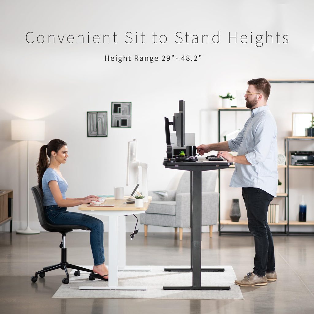 Vivo Electric Dry Erase 60 X 24 Inch Standing Desk Workstation, Memory Controller Height Adjustment, 1B Series, Whiteboard Top Black Frame, Desk-Kit-1B6We