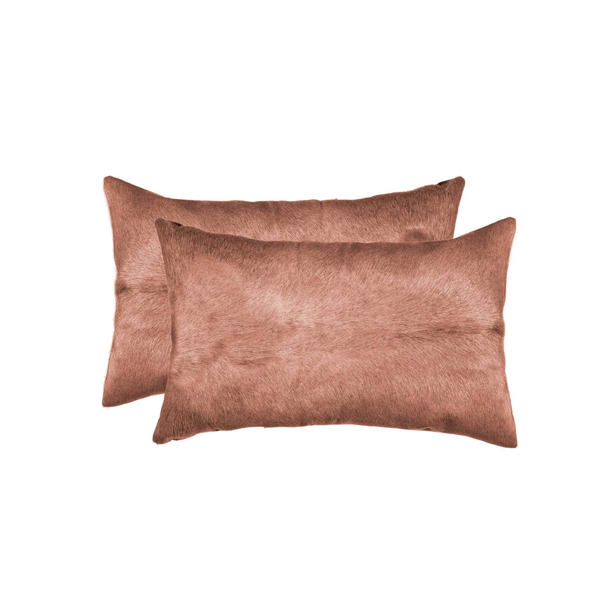 HomeRoots Cowhide, Microsuede, Polyfill 12' x 20' x 5' Brown Cowhide Pillow 2 Pack