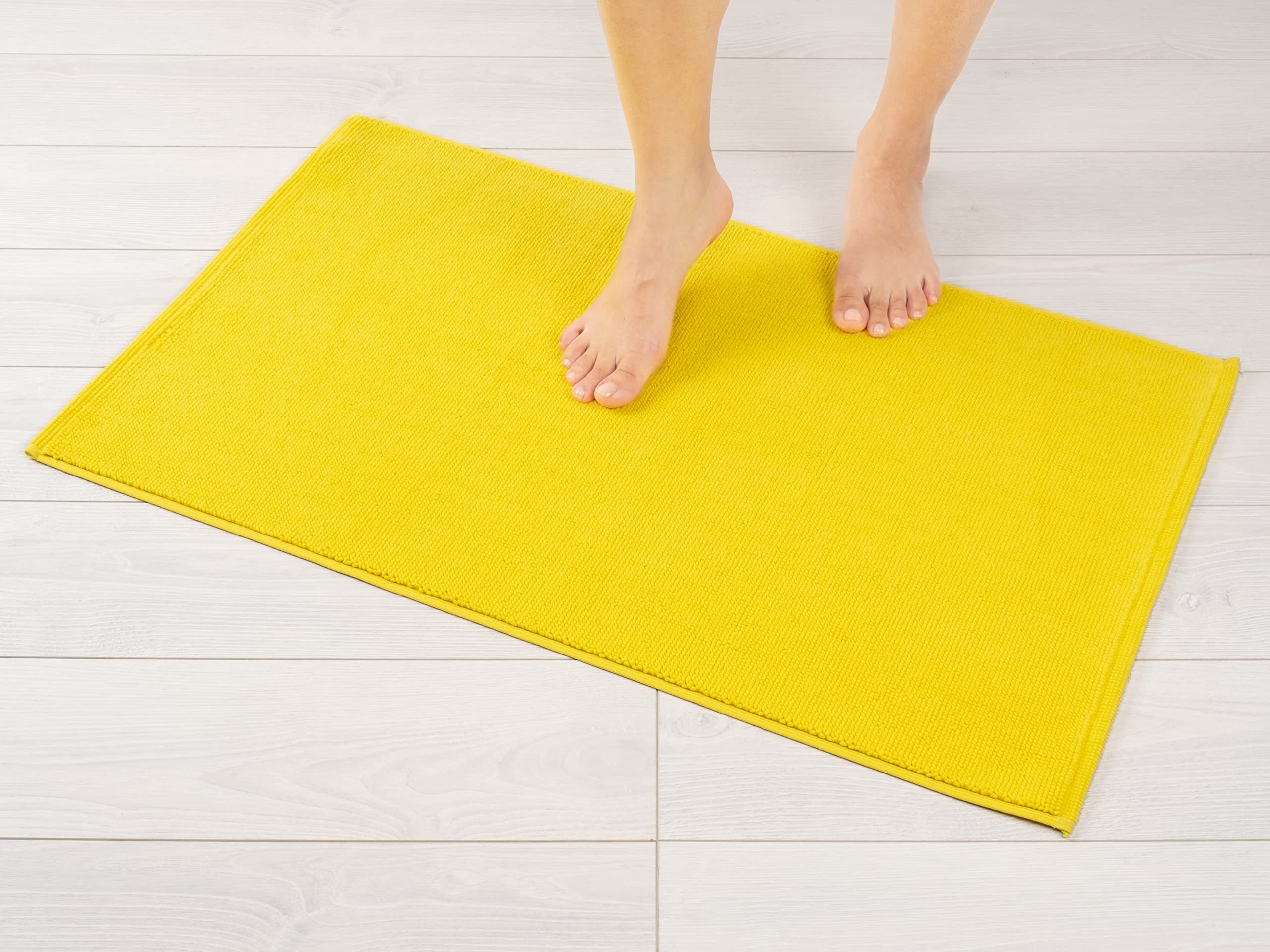 American Soft Linen Bath Rug, 20 in 34 in 100% Cotton Bath Mats Rugs for Bathroom, Non Slip Washable Shaggy Form Area Rugs, Yell
