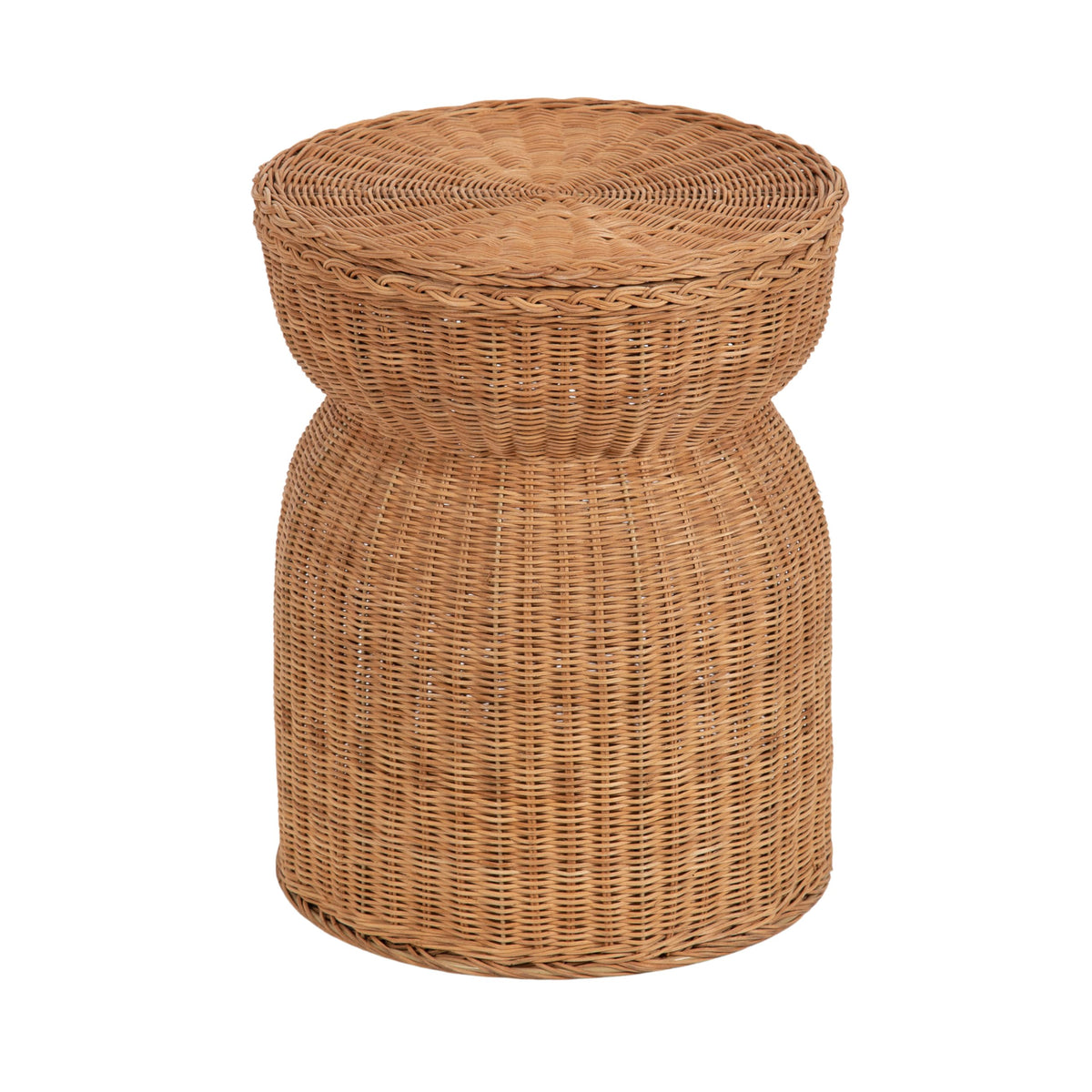 Kate and Laurel Thatch Modern Woven Rattan Round Storage Side Table, 17 x 17 x 21, Natural Rattan, LiftTop End Table for Use as