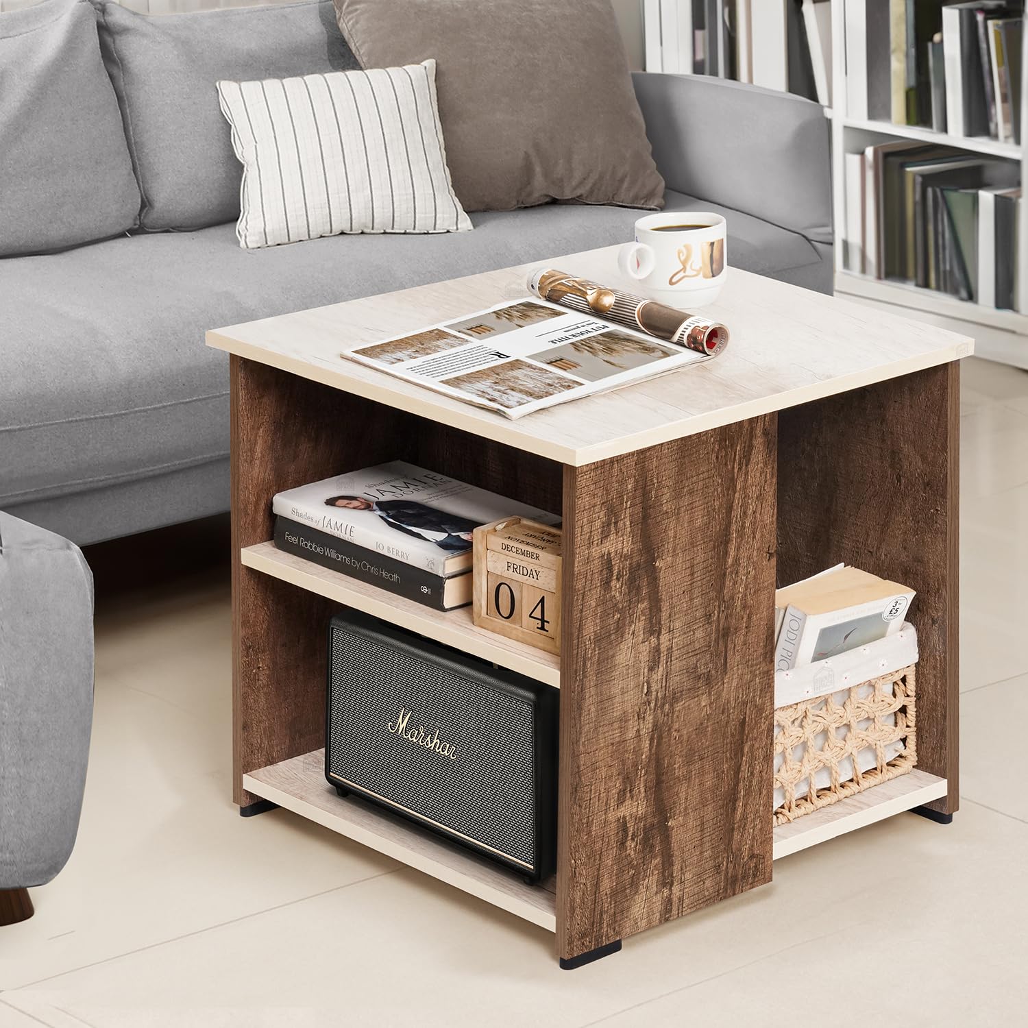 About Space Coffee Table  Wooden Center Table With Storage, Teapoy Table For Living Room, Engineered Wood End Table | Side Tabl