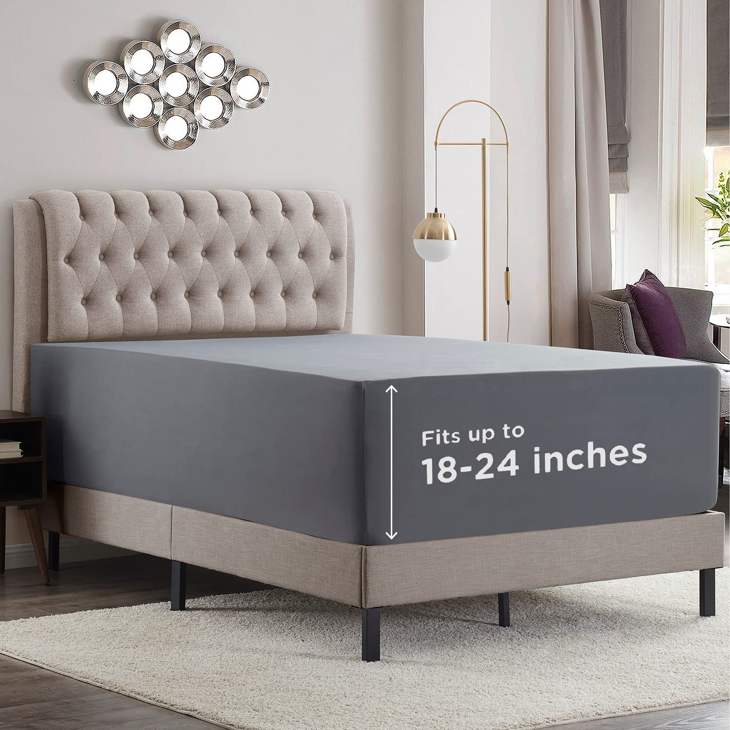 Empyrean Bedding Extra Deep Full Size Fitted Sheet Only Deep Pocket Fits 18 To 24 Inch Fitted Sheet Deep Pocket, Soft Microfiber