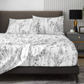 Hyprest Floral Sheets Twin Size,18 Inches Deep Pocket Sheets, 1800 Thread Count Black And White Leaf Floral Bed Sheets Soft Brea