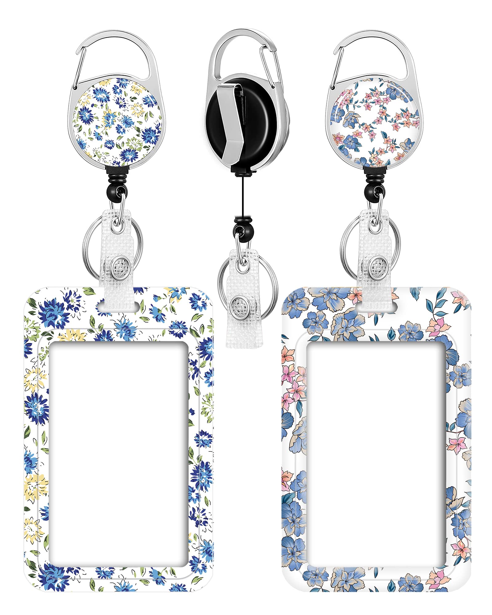 2 Pack Badge Holder And Heavy Duty Retractable Reel, Id Badge Holders With Retractable Clip For Nurse Teacher Student Office Wom