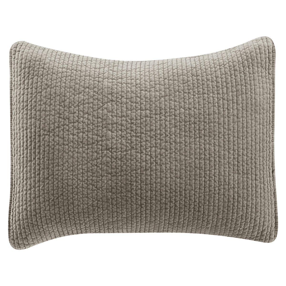 Hiend Accents Stonewashed Velvet Quilted Pillow Sham, 21X34 Inch, Taupe Solid Color, Classic Traditional Rustic Style Luxury Bed