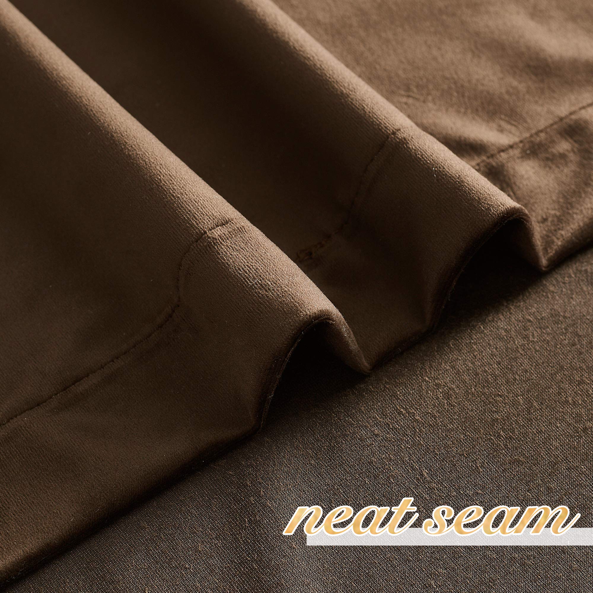 Nicetown Thermal Insulated Brown Velvet Curtains, Sound Reducing Heavy Matt Solid Room Darkening Drapes/Panels For Holiday (2 Pa